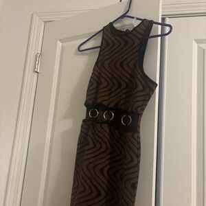 Forever 21 Brown and Black Geometric Midi Dress